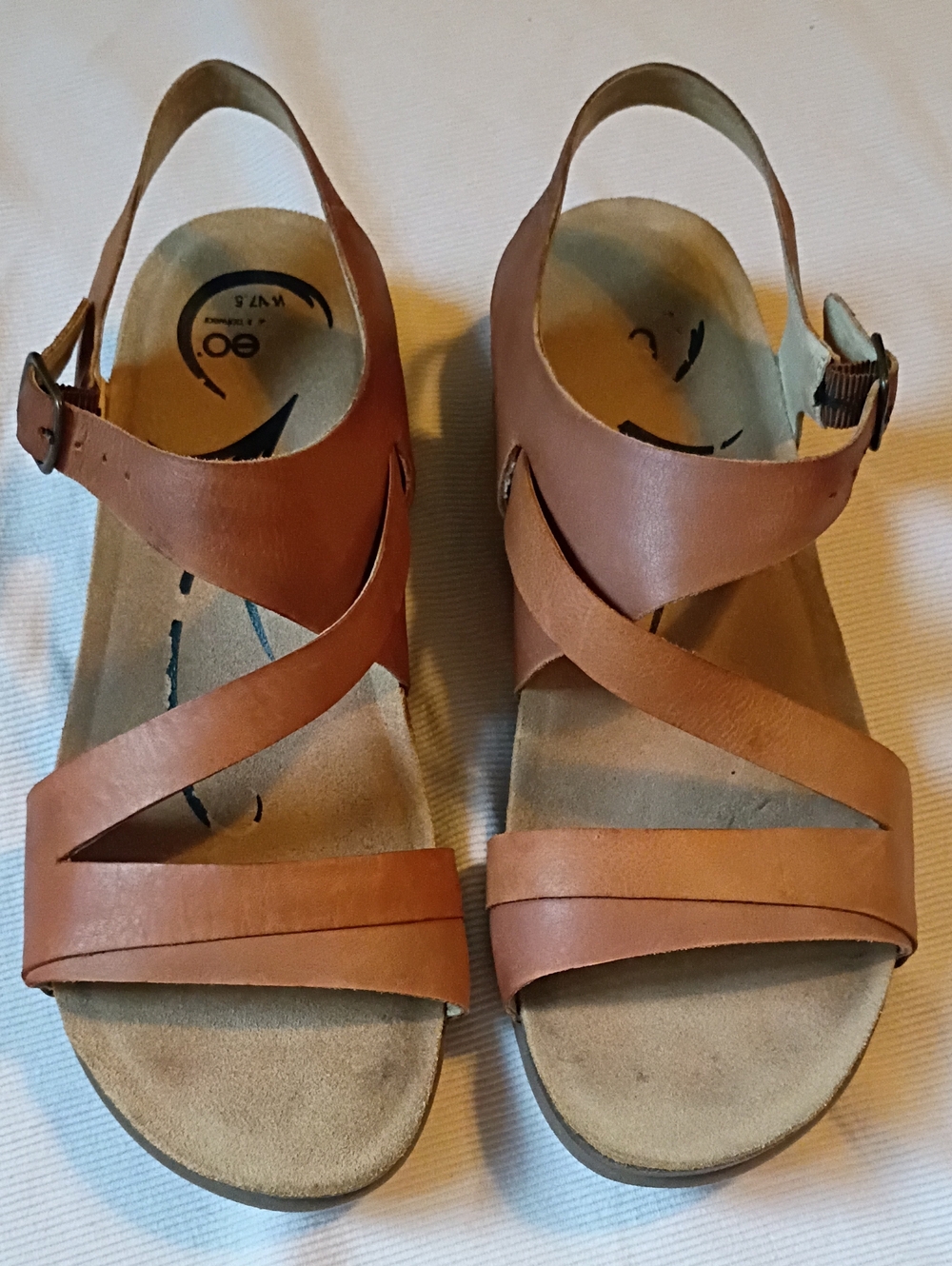 Abeo Women's Brown Leather Strappy Slingback Sandals